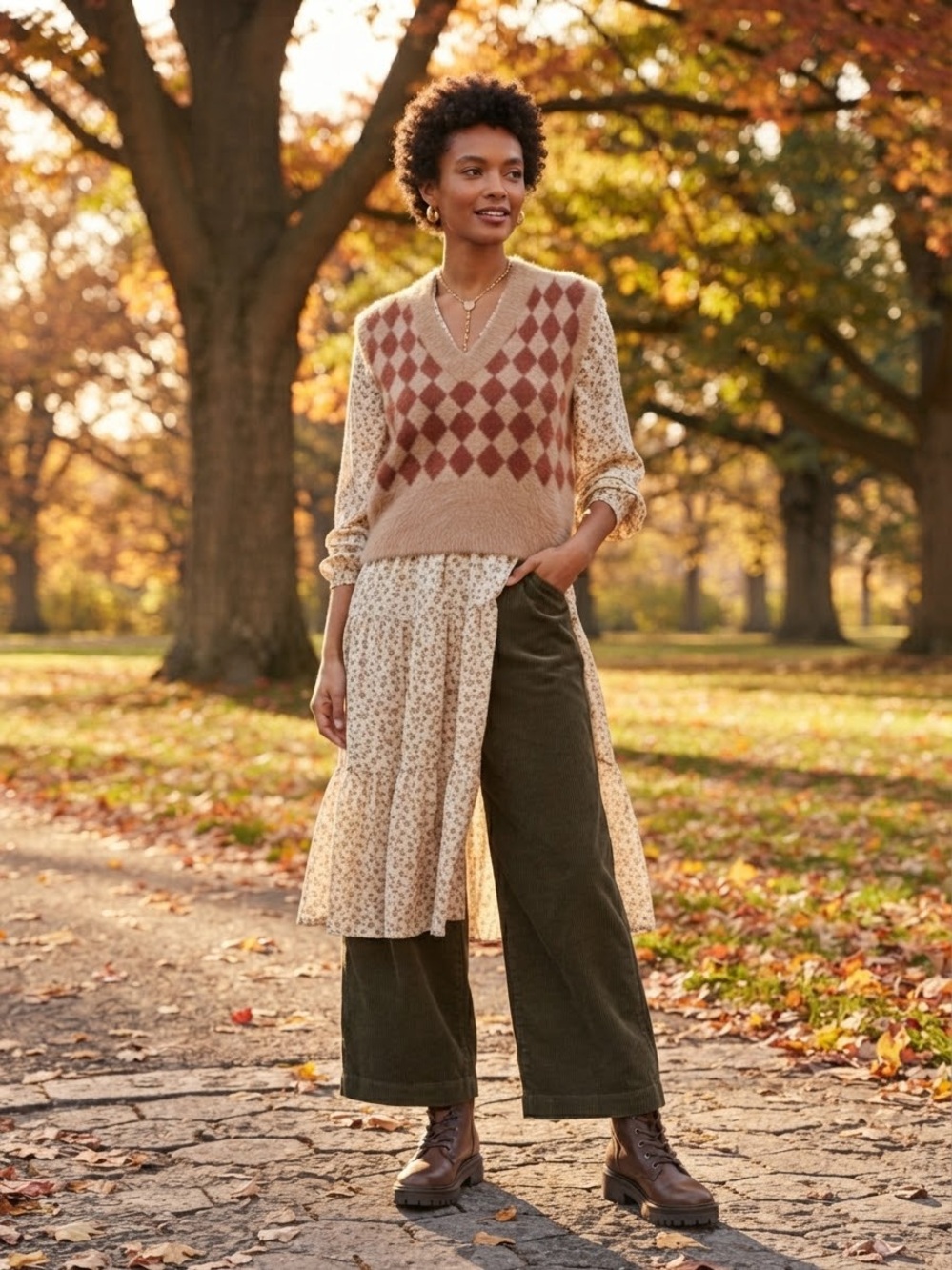 🍂🍁 Cozy Fuzzy Argyle V Neck Sweater Vest 🍁🍂